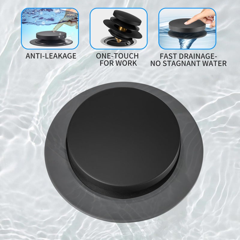 Uxoz Bathtub Drain Stopper  Uxoz Universal Tub Stopper for Replacing Tip Toe/Trip Lever/Lift&Turn Tub Drain  Bath Tub Drain Stoppers Desiged for 1.5"" to1.72 Drain Hole with 3 O-Rings  Matt Black - Image 4